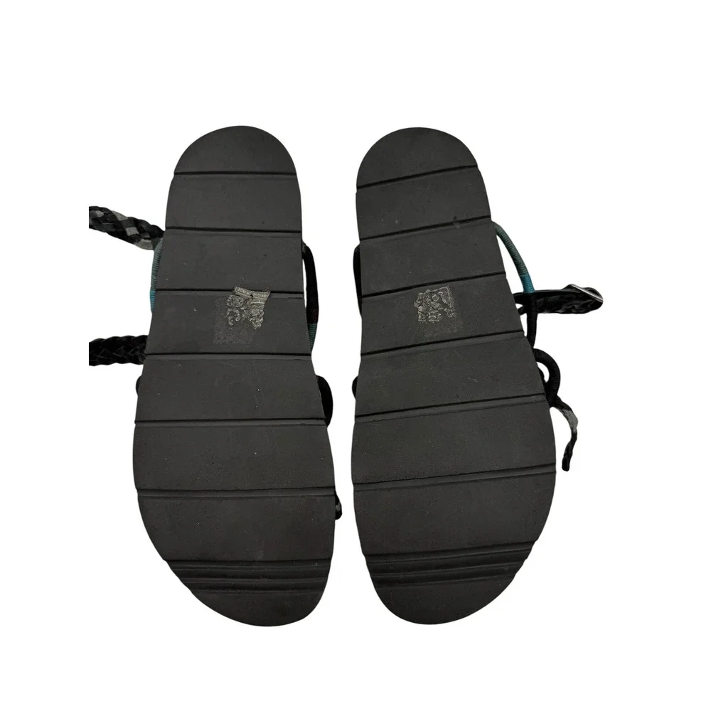 Free People Denali Gladiator Sandals Women's 38 Black Teal Braided Wrap‎ Boho - Picture 6 of 11